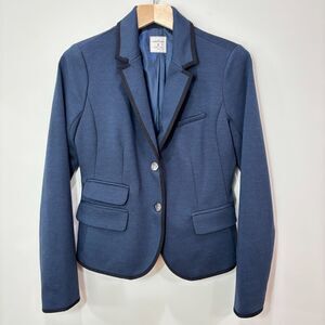 Gap Academy Knit Blazer Navy Blue Women 2 Silver Buttons Academia Career Preppy
